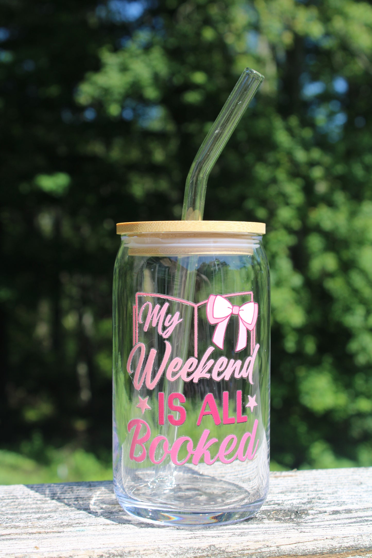Bookish 16oz Libbey Can Glass – “My Weekend is All Booked”